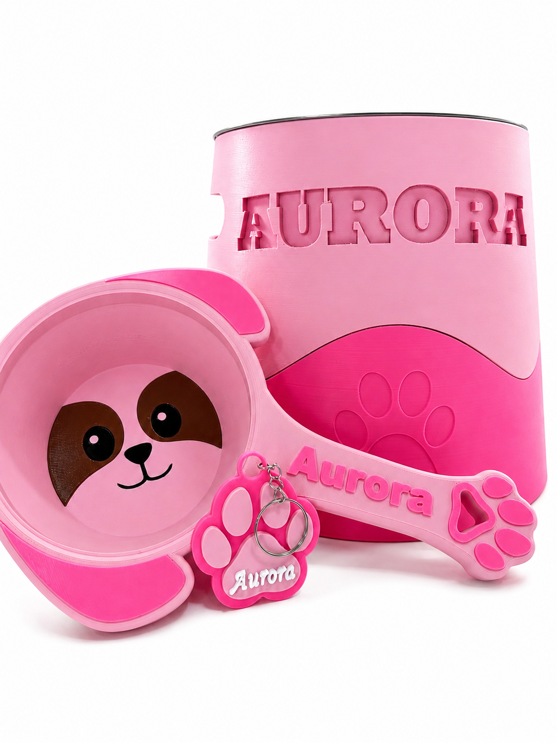 Kit Alimentação Personalizado para Pets | Pote e Dosador de Ração, personalizáveis