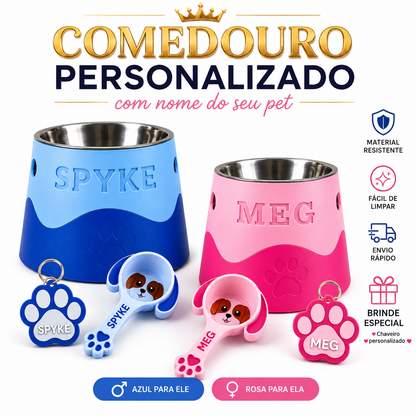 Kit Alimentação Personalizado para Pets | Pote e Dosador de Ração, personalizáveis
