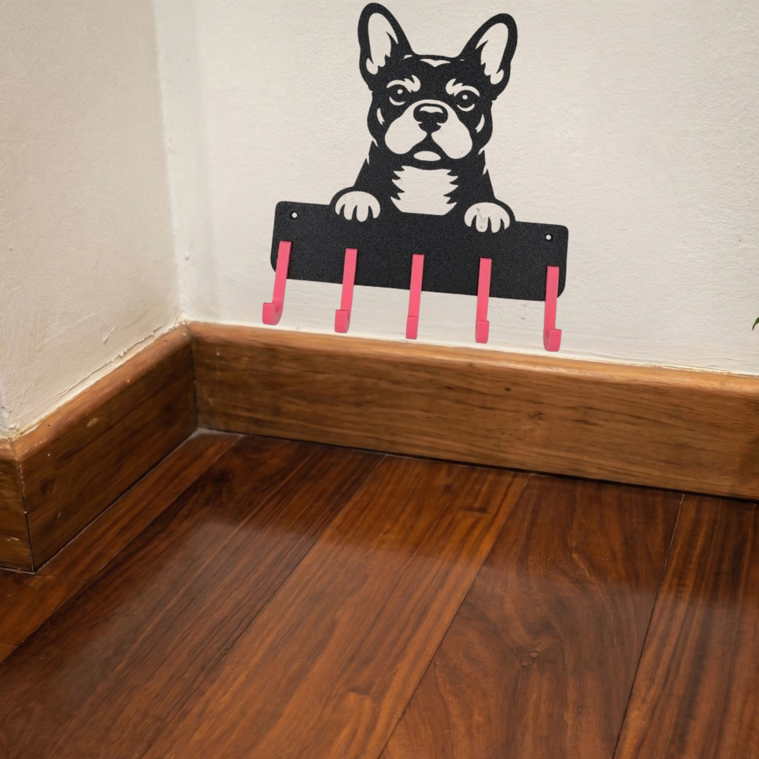 Suporte para Guia e Coleira de Cachorro, Bulldog Francês
