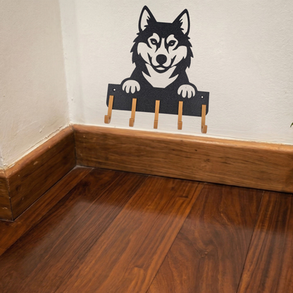 Suporte para Guia e Coleira de Cachorro, Husky Siberiano