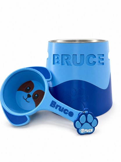 Kit Alimentação Personalizado para Pets | Pote e Dosador de Ração, personalizáveis