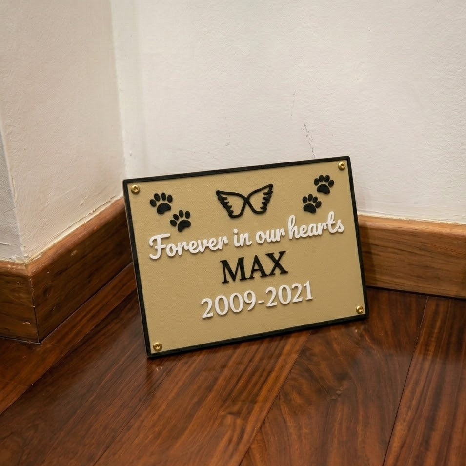Placa de Memorial para Pet 3D - Nome e Datas Personalizados