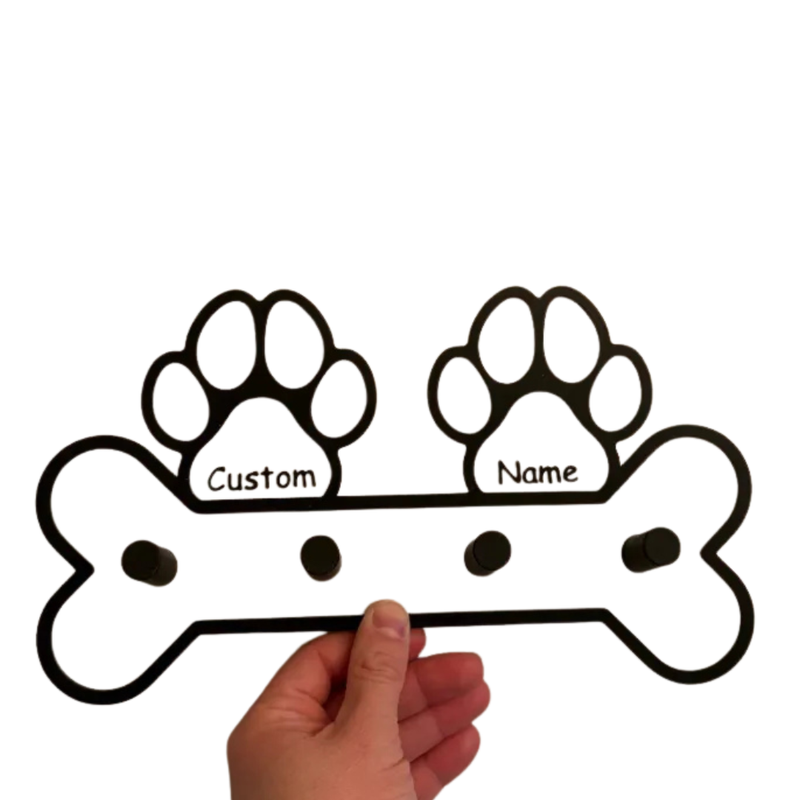 Suporte de Coleira Duplo com Tema de Pata Personalizável