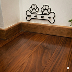 Suporte de Coleira Duplo com Tema de Pata Personalizável