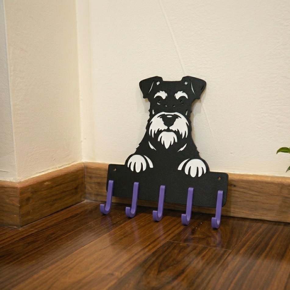 Suporte para Guia e Coleira de Cachorro, Schnauzer Miniatura