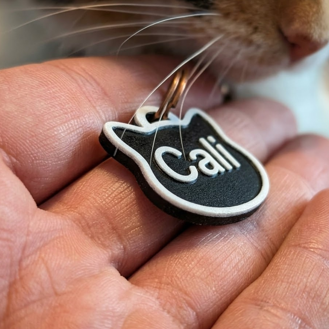 Etiqueta de Identificação de Gato - Personalize no fatiador.