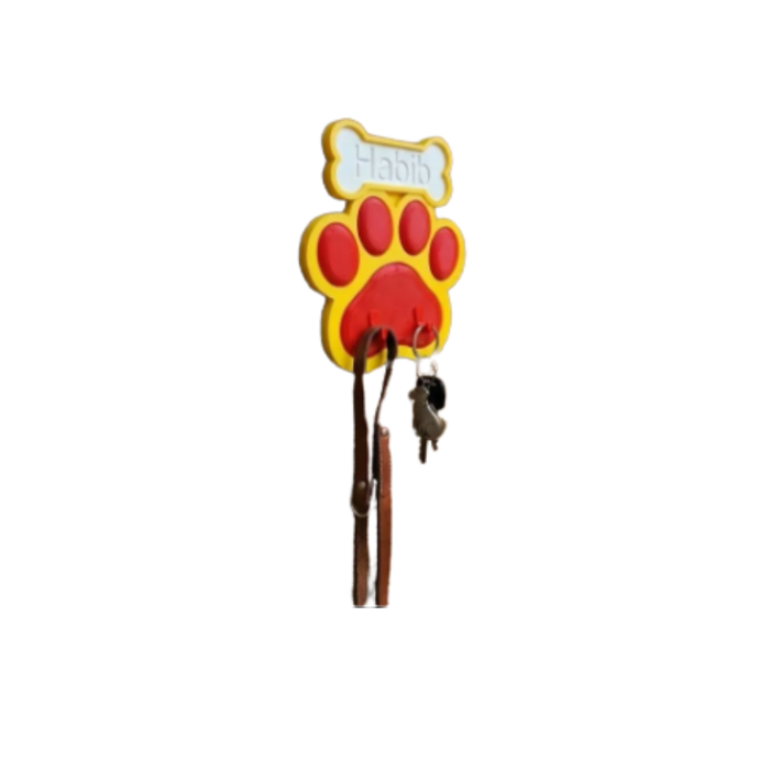 Porta-Coleira e Chave de Pata de Cachorro - Texto Personalizado