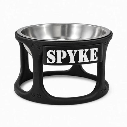 Comedouro Elevado Pet Personalizado com Nome + Tigela Inox para Cães e Gatos