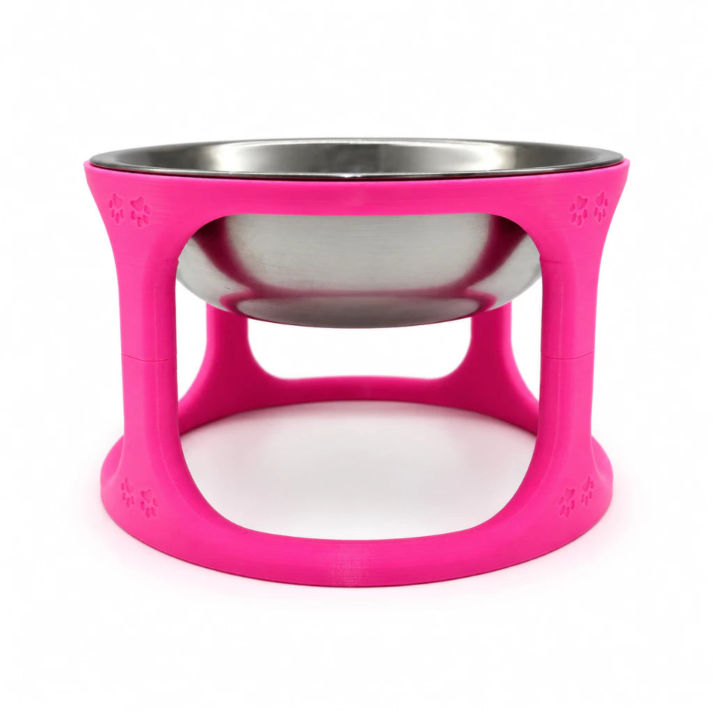 Comedouro Elevado Pet Personalizado com Nome + Tigela Inox para Cães e Gatos